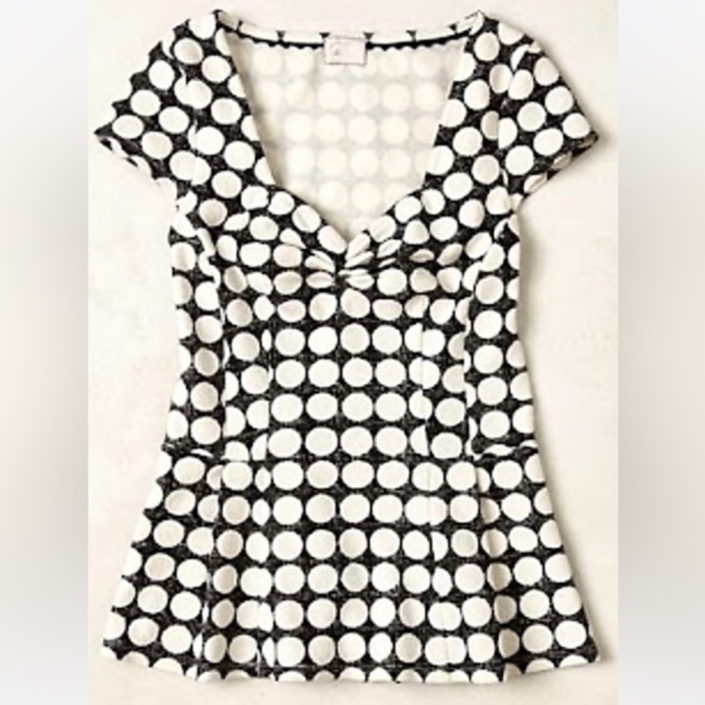 Imported Anthropologie Postage Stamp blouse top M polka dots